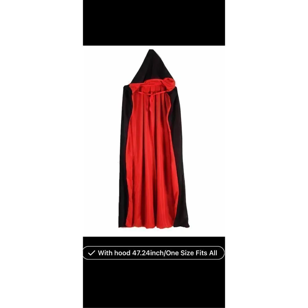 One piece 47.24 inches long fits most double sided cloak double layer with hood,